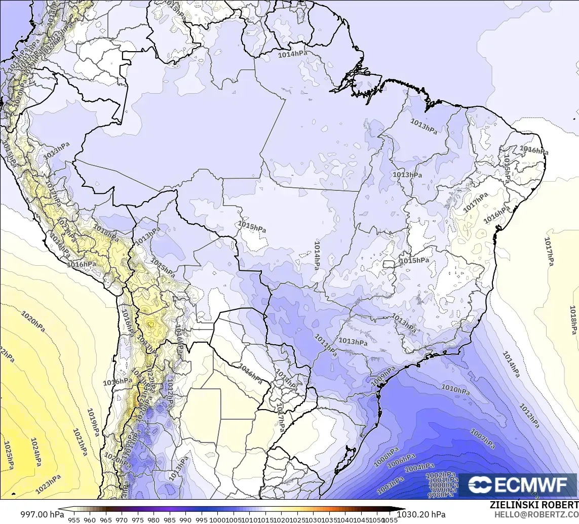 ECMWF IFS 0.25° modelo - Brasil, Presión