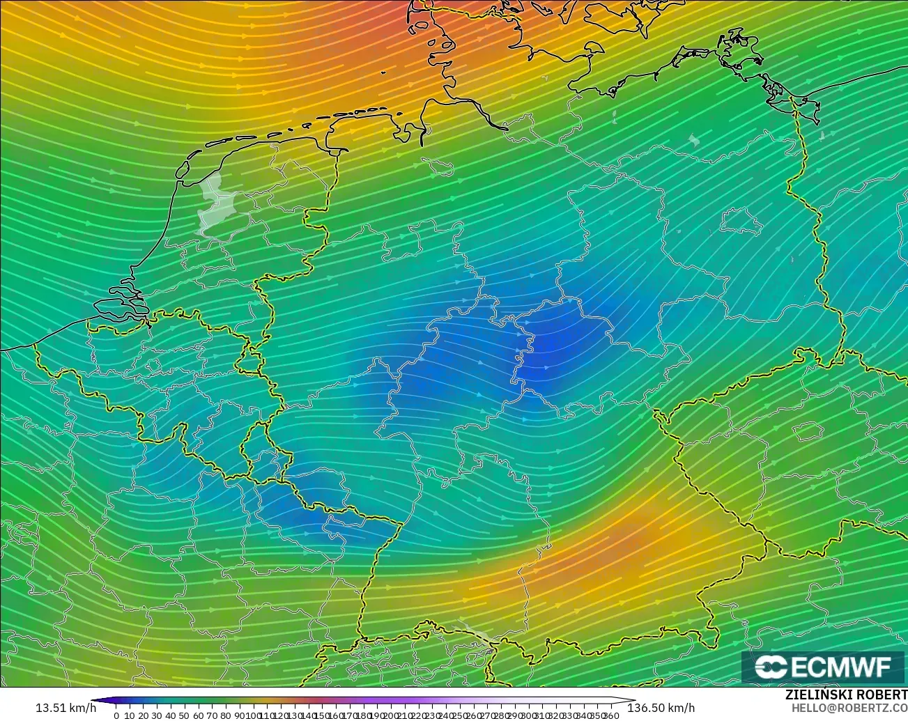 ECMWF IFS 0.25° modelo - Alemania, Viento a 300 hPa (corriente en chorro)