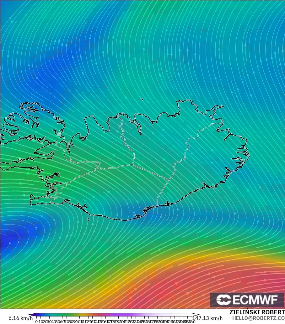ECMWF IFS 0.25° modelo - Islandia, Viento a 300 hPa (corriente en chorro)