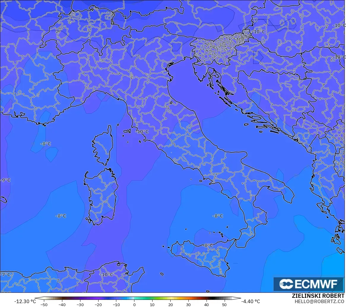 ECMWF IFS 0.25° modelo - Italia, Temperatura a 500 hPa