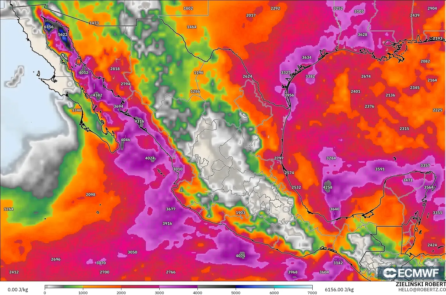 ECMWF IFS 0.25° modelo - México, CAPE
