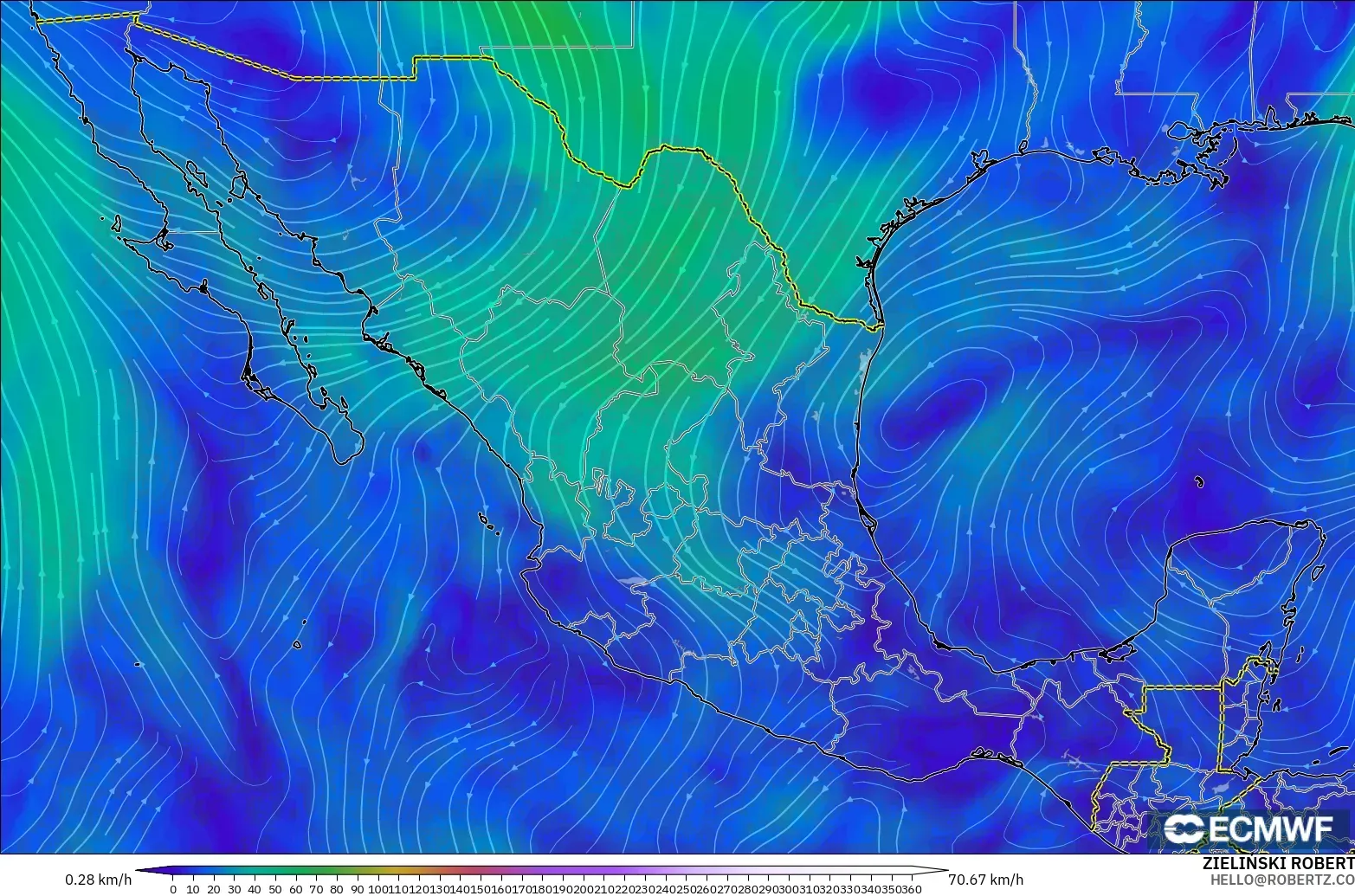 ECMWF IFS 0.25° modelo - México, Viento a 300 hPa (corriente en chorro)