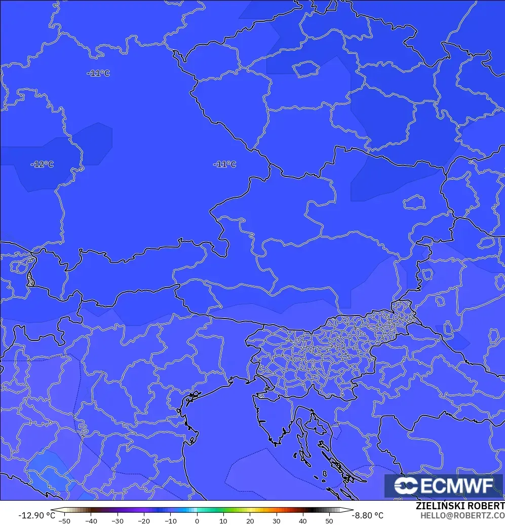 ECMWF IFS 0.25° modelo - Austria, Temperatura a 500 hPa