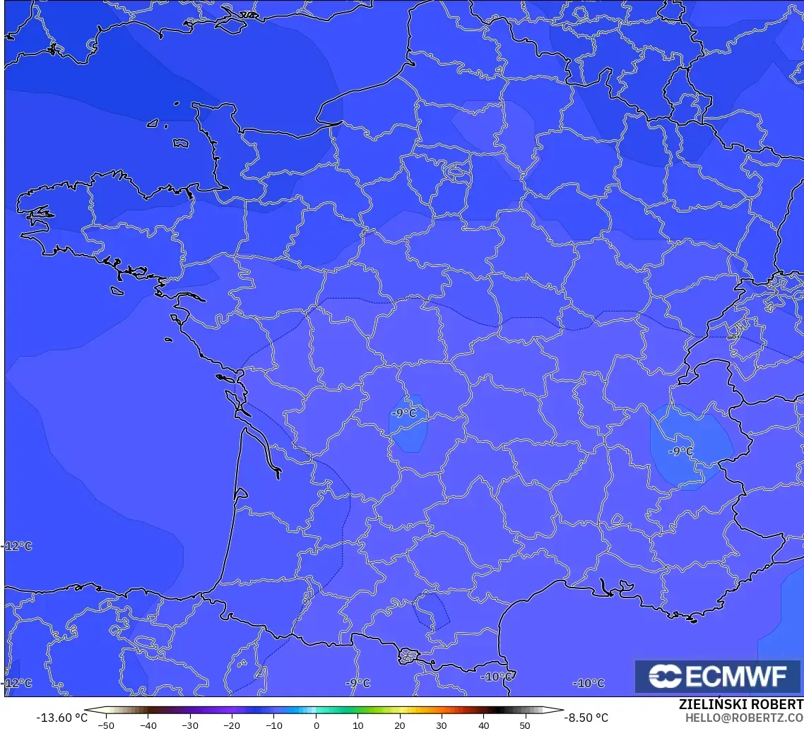 ECMWF IFS 0.25° modelo - Francia, Temperatura a 500 hPa