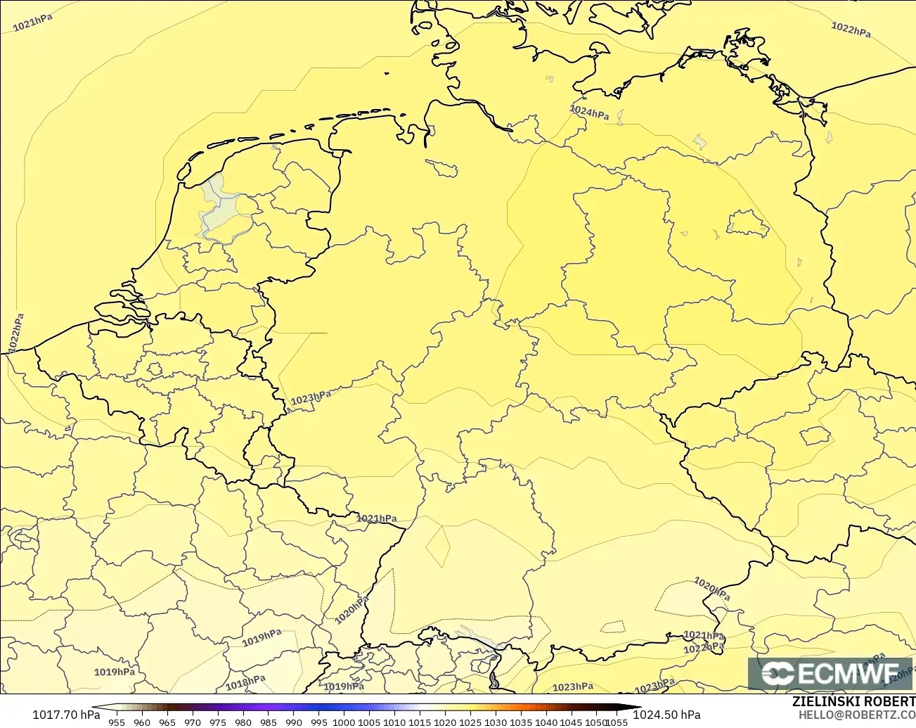 ECMWF IFS 0.25° modelo - Alemania, Presión