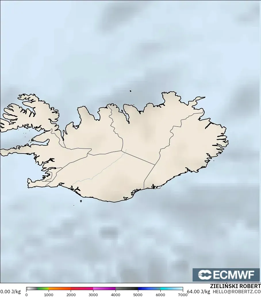 ECMWF IFS 0.25° modelo - Islandia, CAPE
