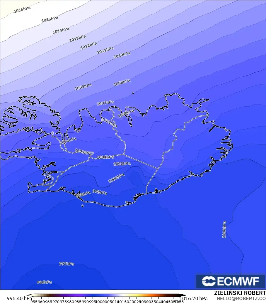 ECMWF IFS 0.25° modelo - Islandia, Presión
