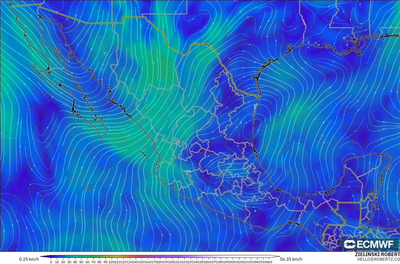 ECMWF IFS 0.25° modelo - México, Viento a 300 hPa (corriente en chorro)