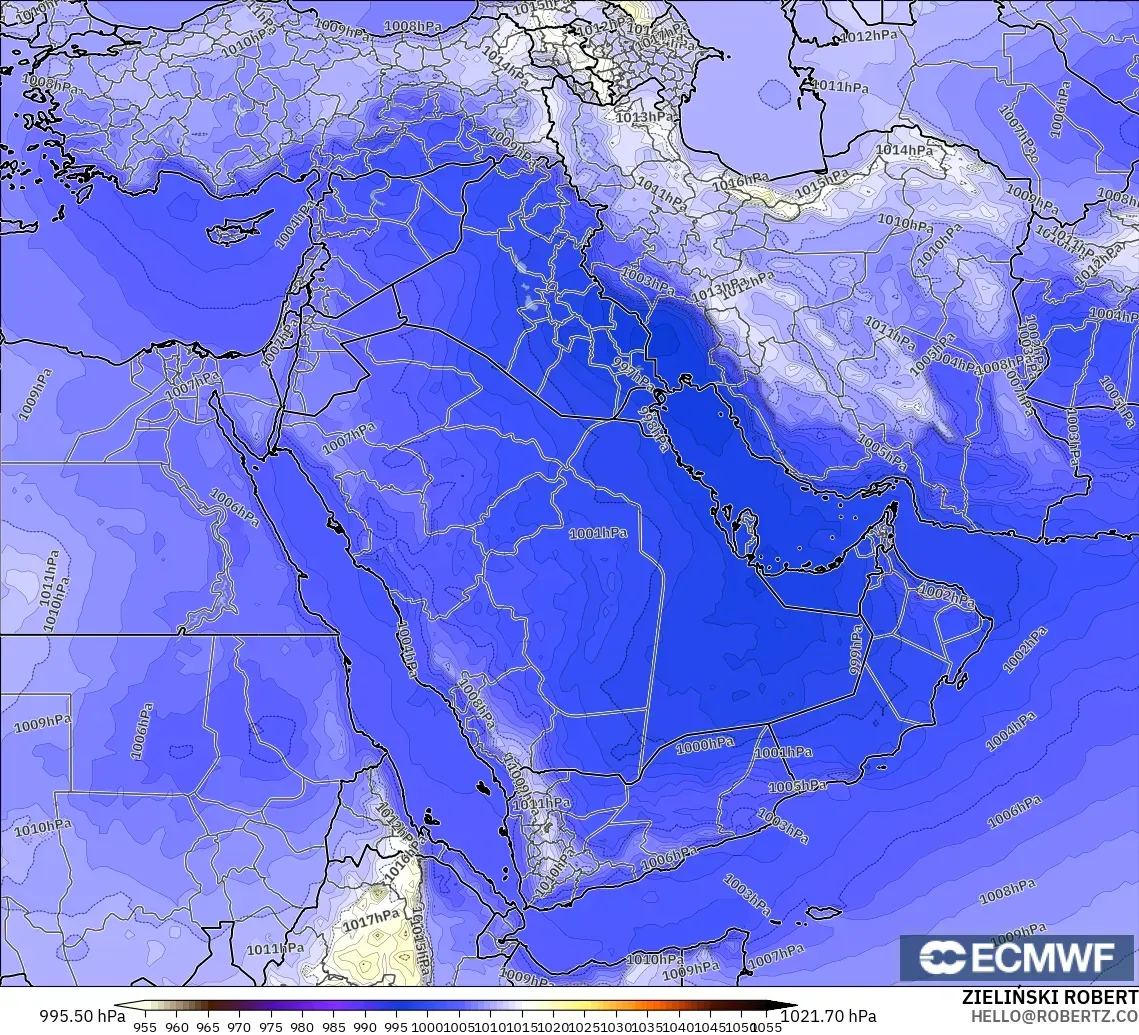 ECMWF IFS 0.25° modelo - Oriente Medio, Presión
