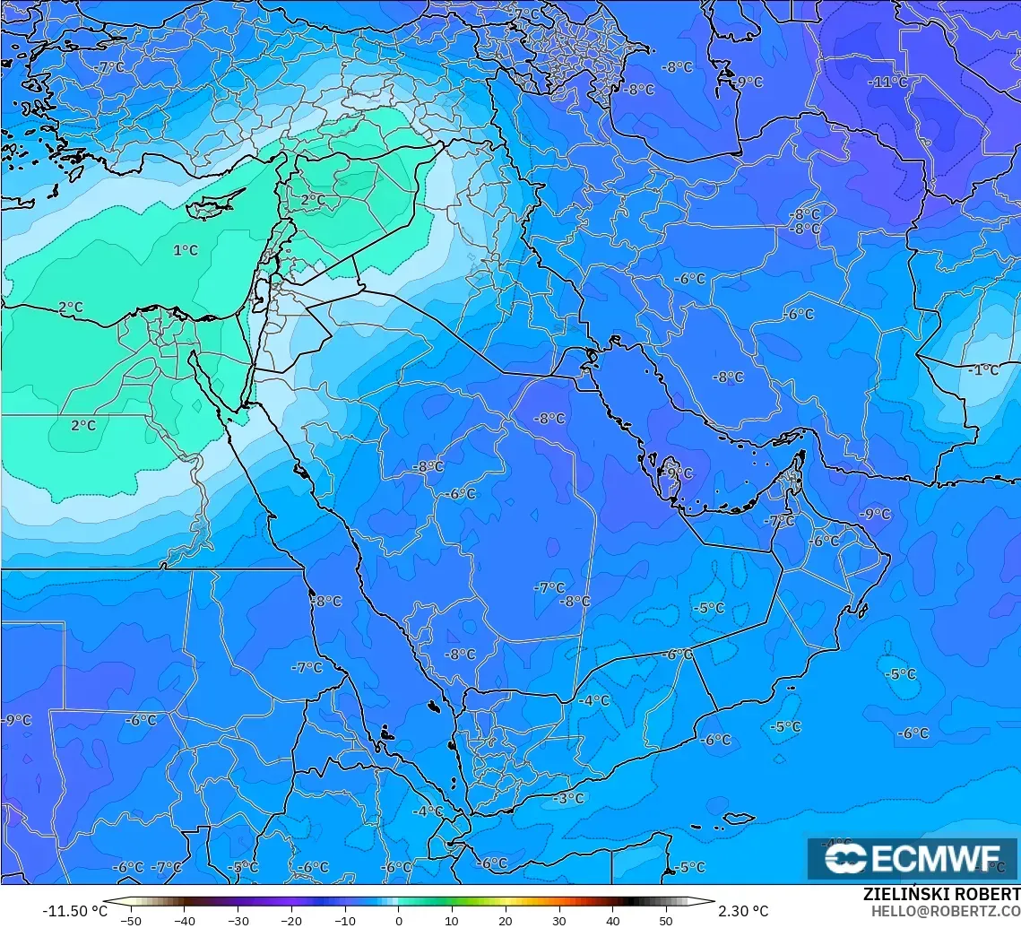 ECMWF IFS 0.25° modelo - Oriente Medio, Temperatura a 500 hPa