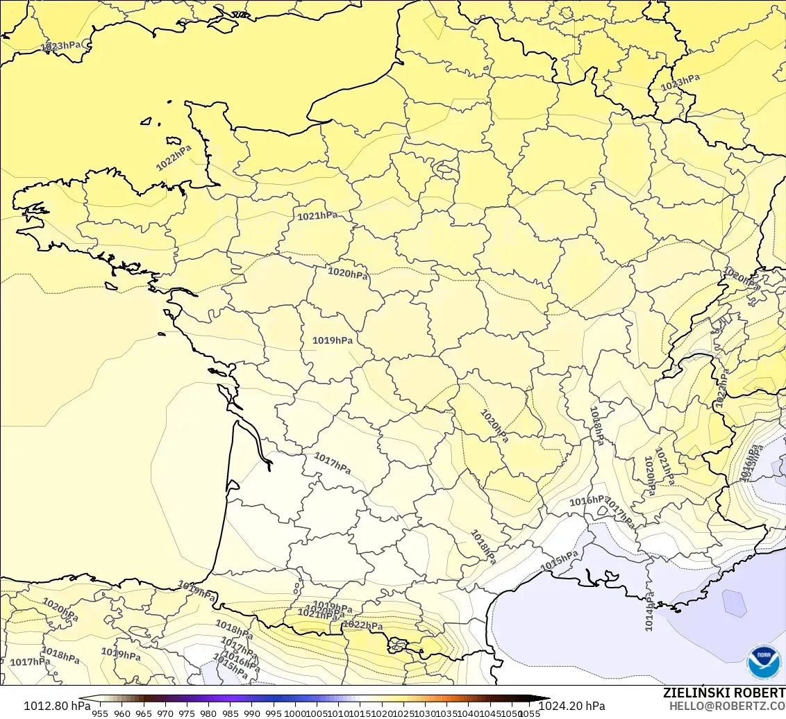 GFS modelo - Francia, Presión