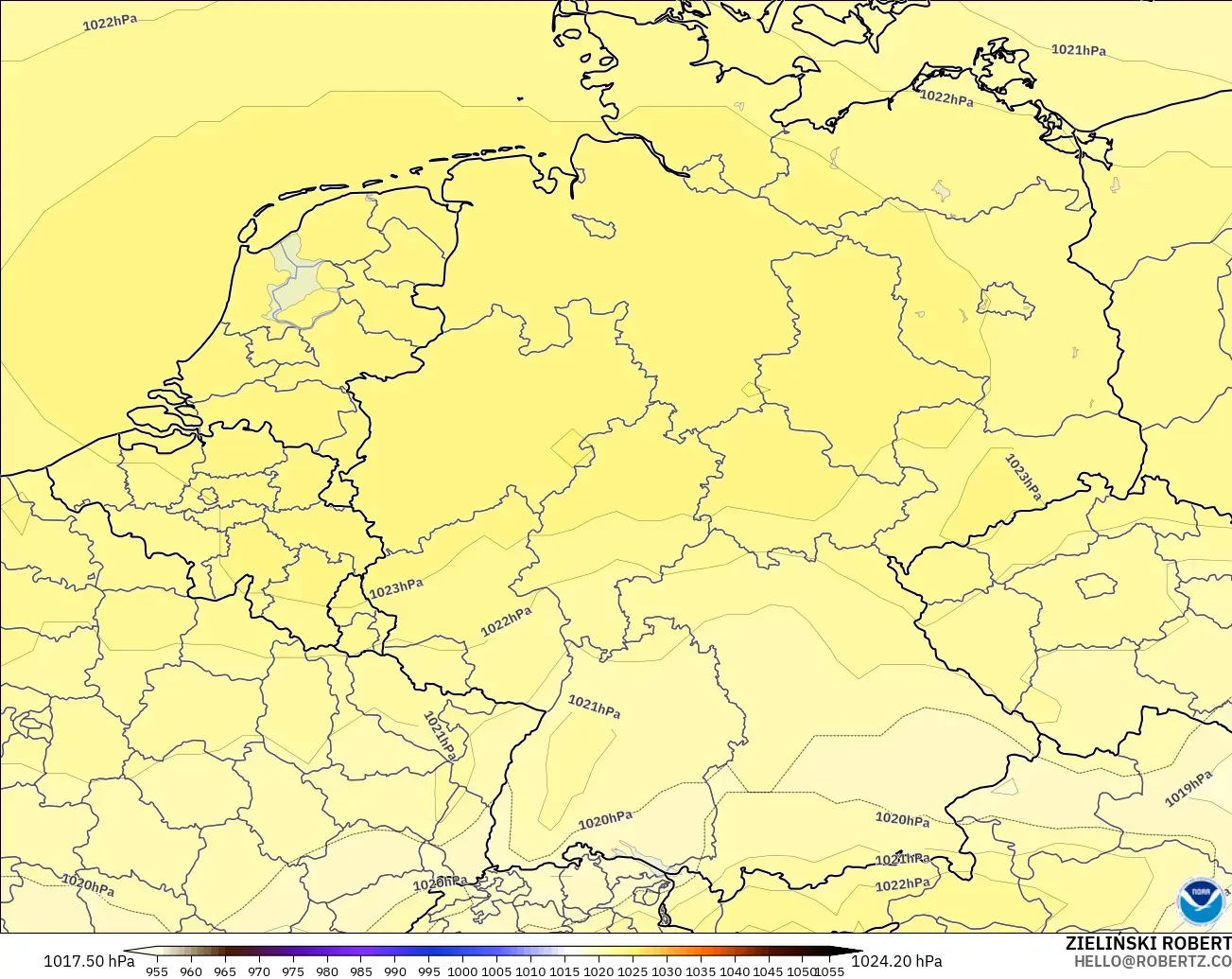 GFS modelo - Alemania, Presión