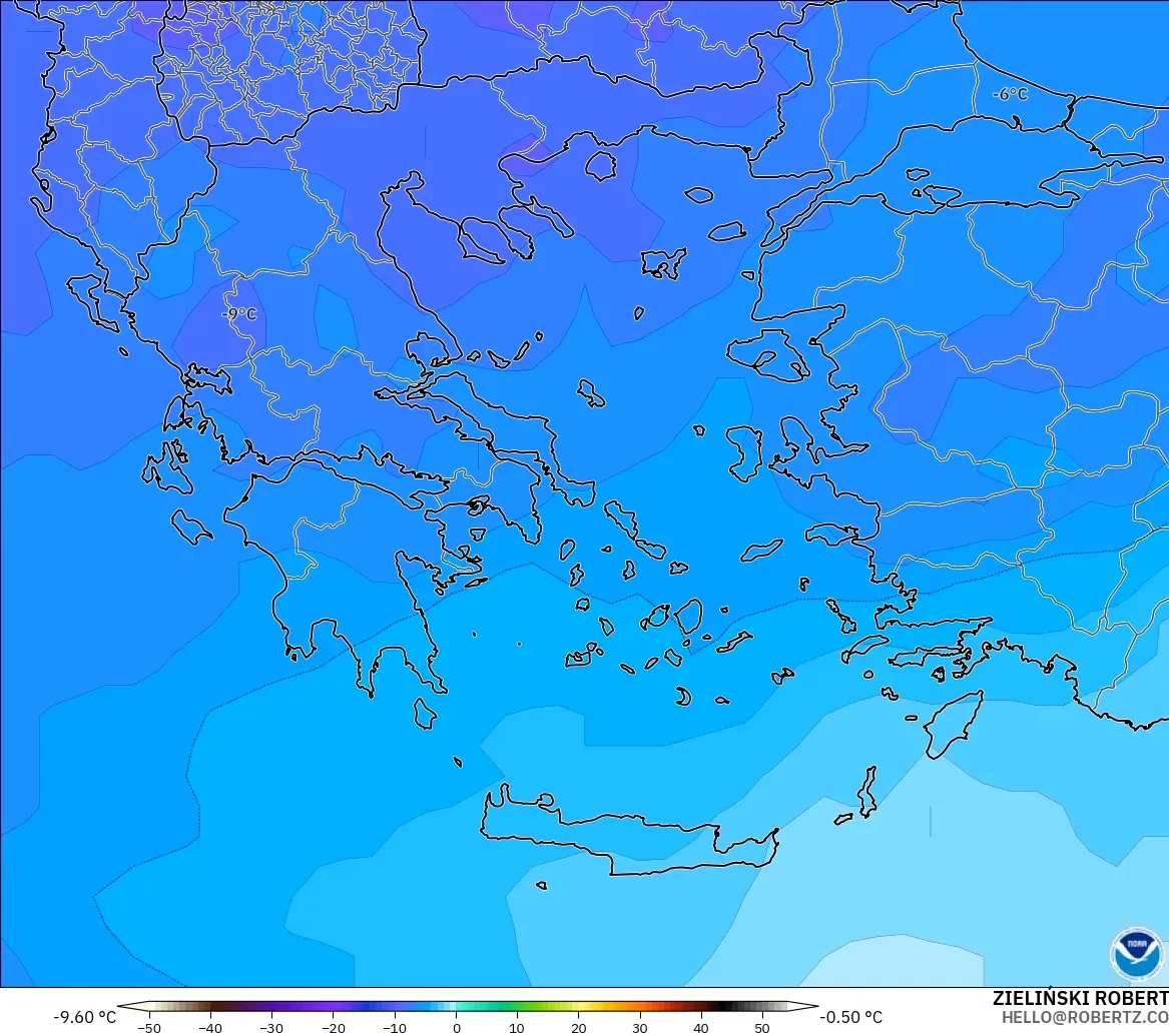 GFS modelo - Grecia, Temperatura a 500 hPa