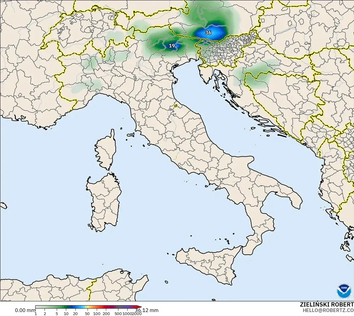 GFS modelo - Italia, Acumulación de precipitación