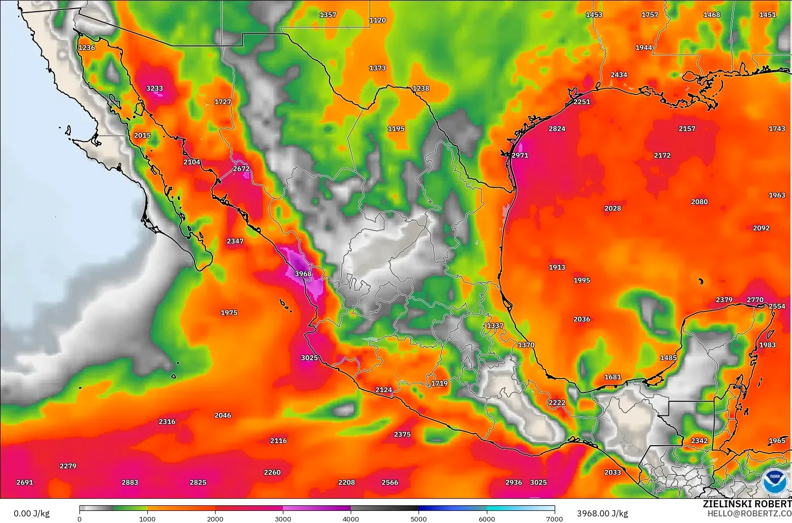 GFS modelo - México, CAPE