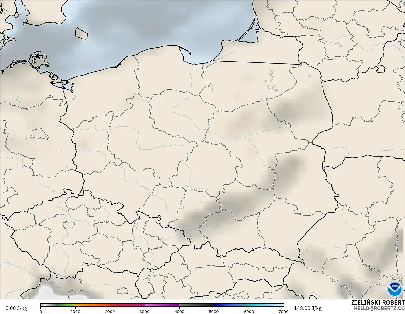 GFS modelo - Polonia, CAPE