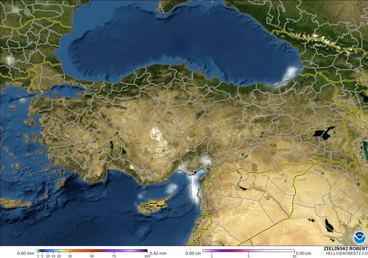 GFS modelo - Turquía, Precipitación, nubes y presión
