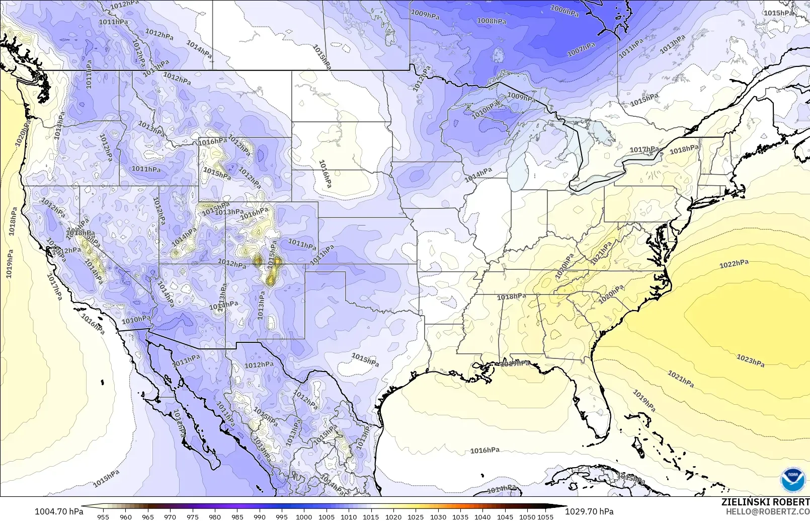 GFS modelo - Estados Unidos, Presión