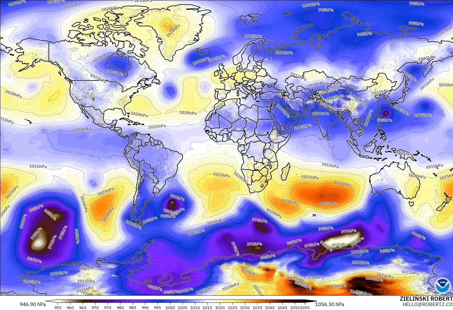 GFS modelo - Mundo, Presión
