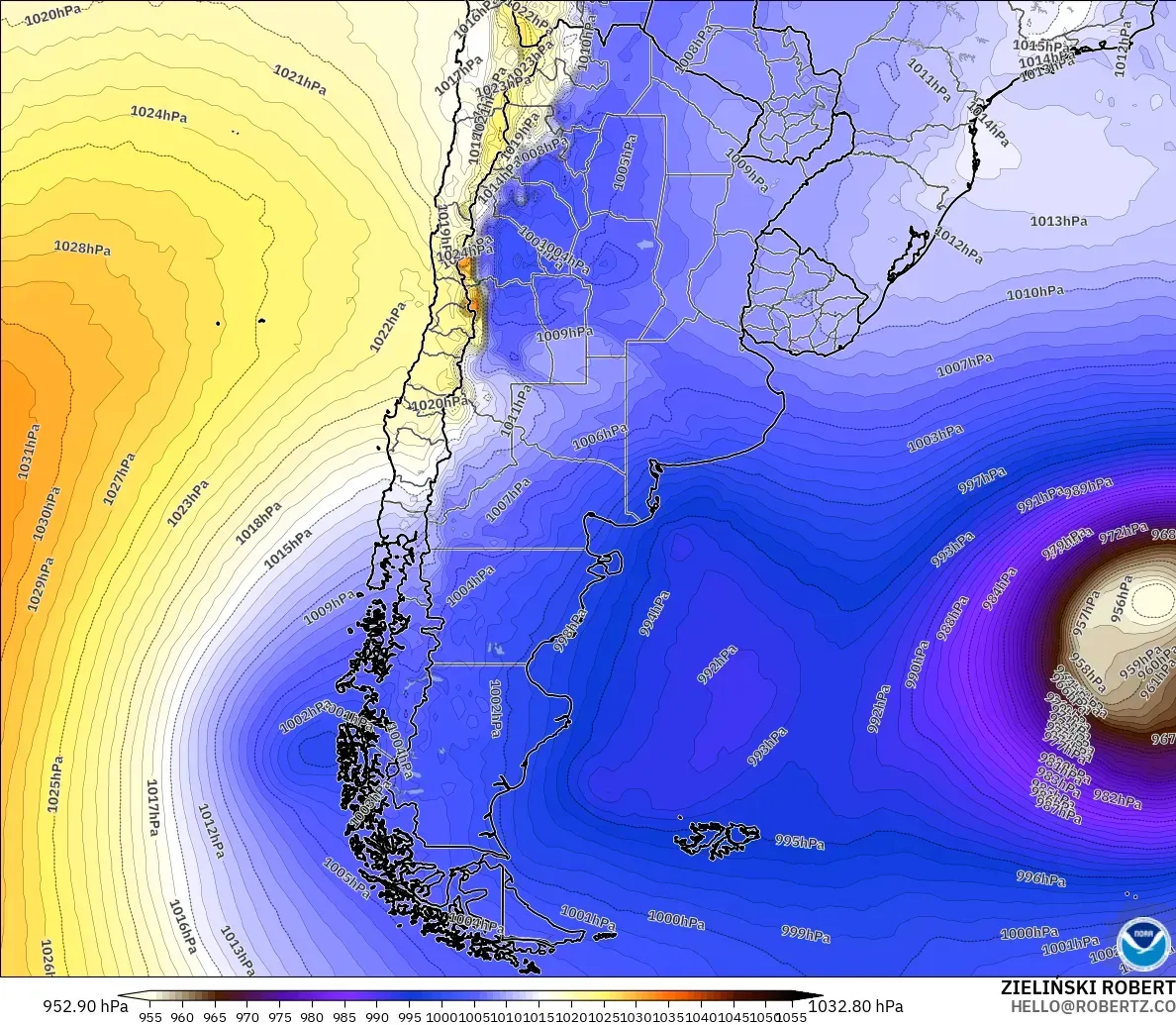 GFS modelo - Argentina, Presión