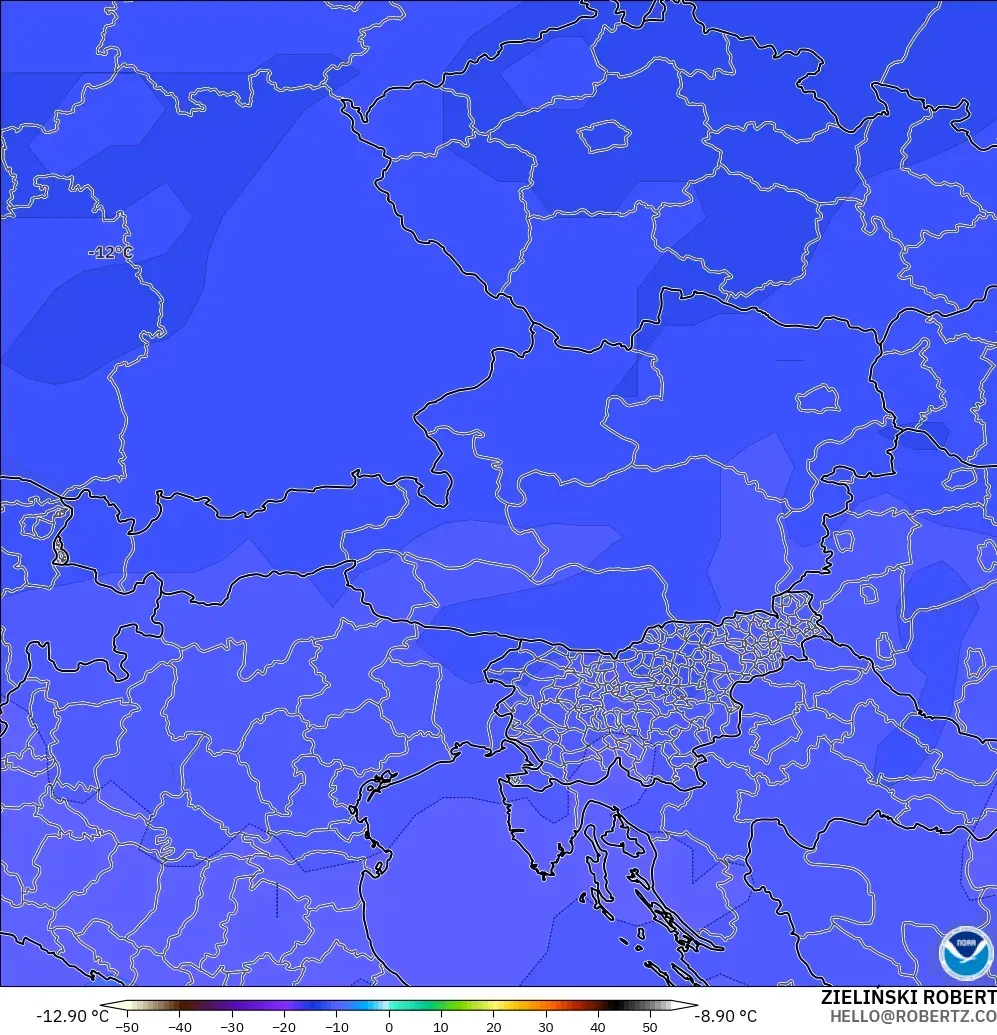 GFS modelo - Austria, Temperatura a 500 hPa
