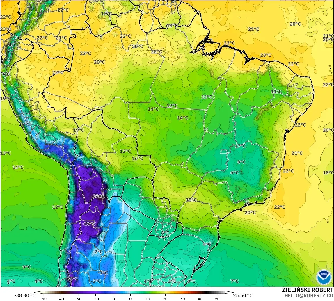 GFS modelo - Brasil, Punto de rocío a 2 m