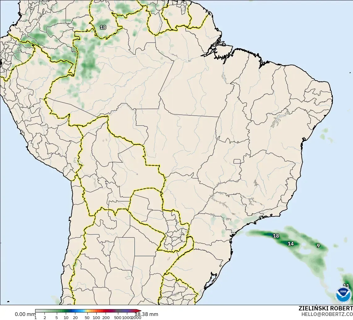 GFS modelo - Brasil, Acumulación de precipitación
