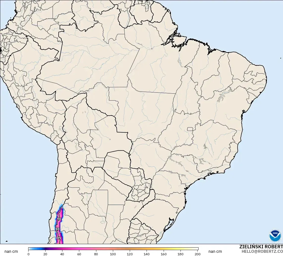 GFS modelo - Brasil, Profundidad de nieve