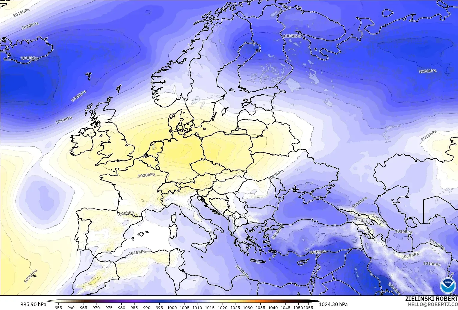 GFS modelo - Europa, Presión