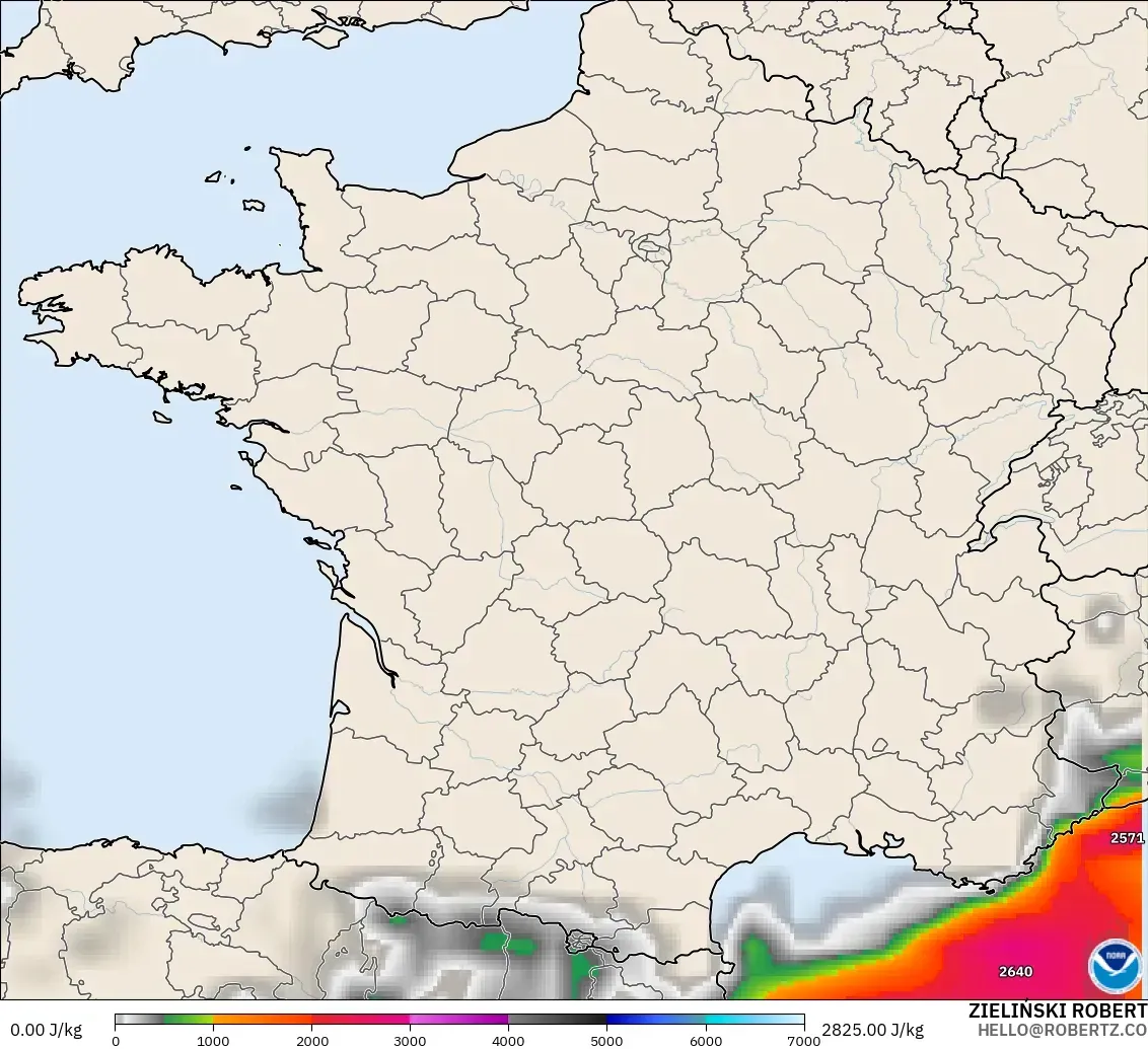 GFS modelo - Francia, CAPE