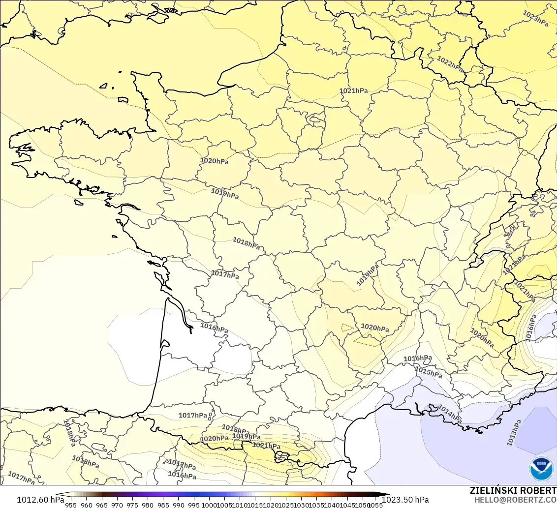 GFS modelo - Francia, Presión