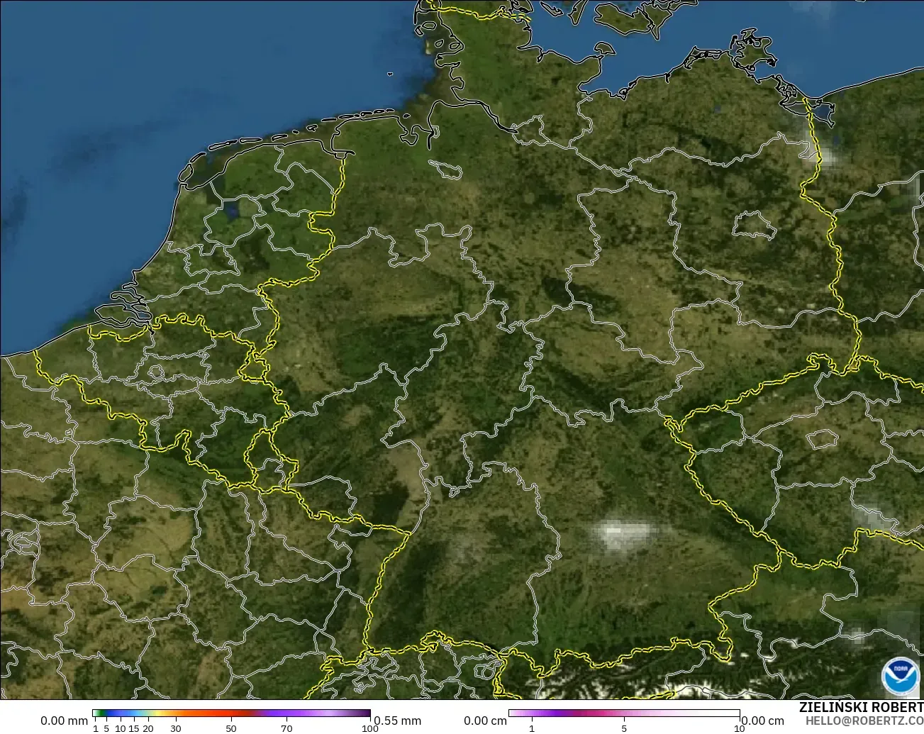 GFS modelo - Alemania, Precipitación, nubes y presión