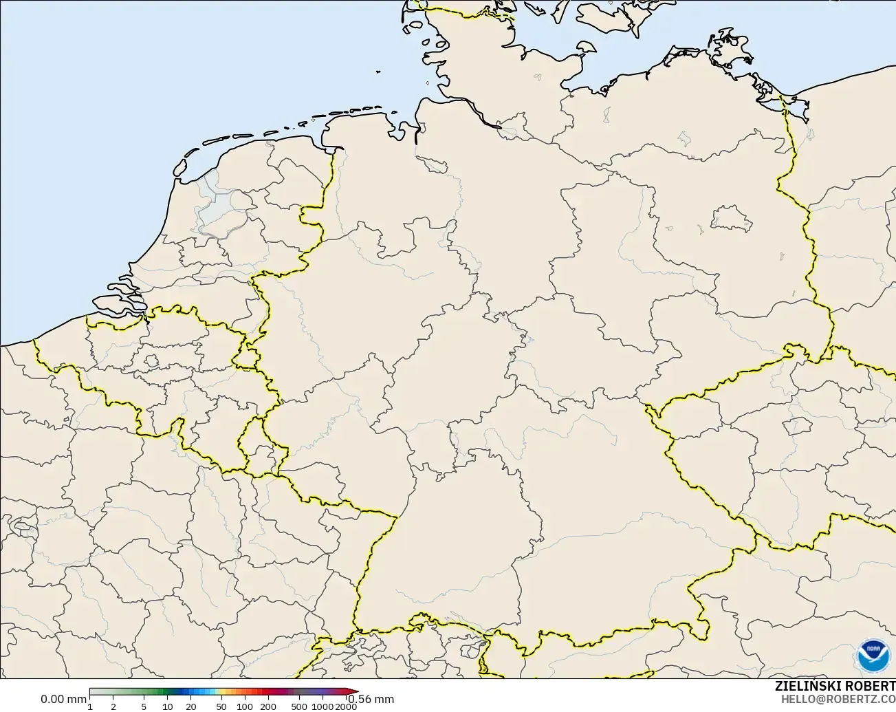 GFS modelo - Alemania, Acumulación de precipitación