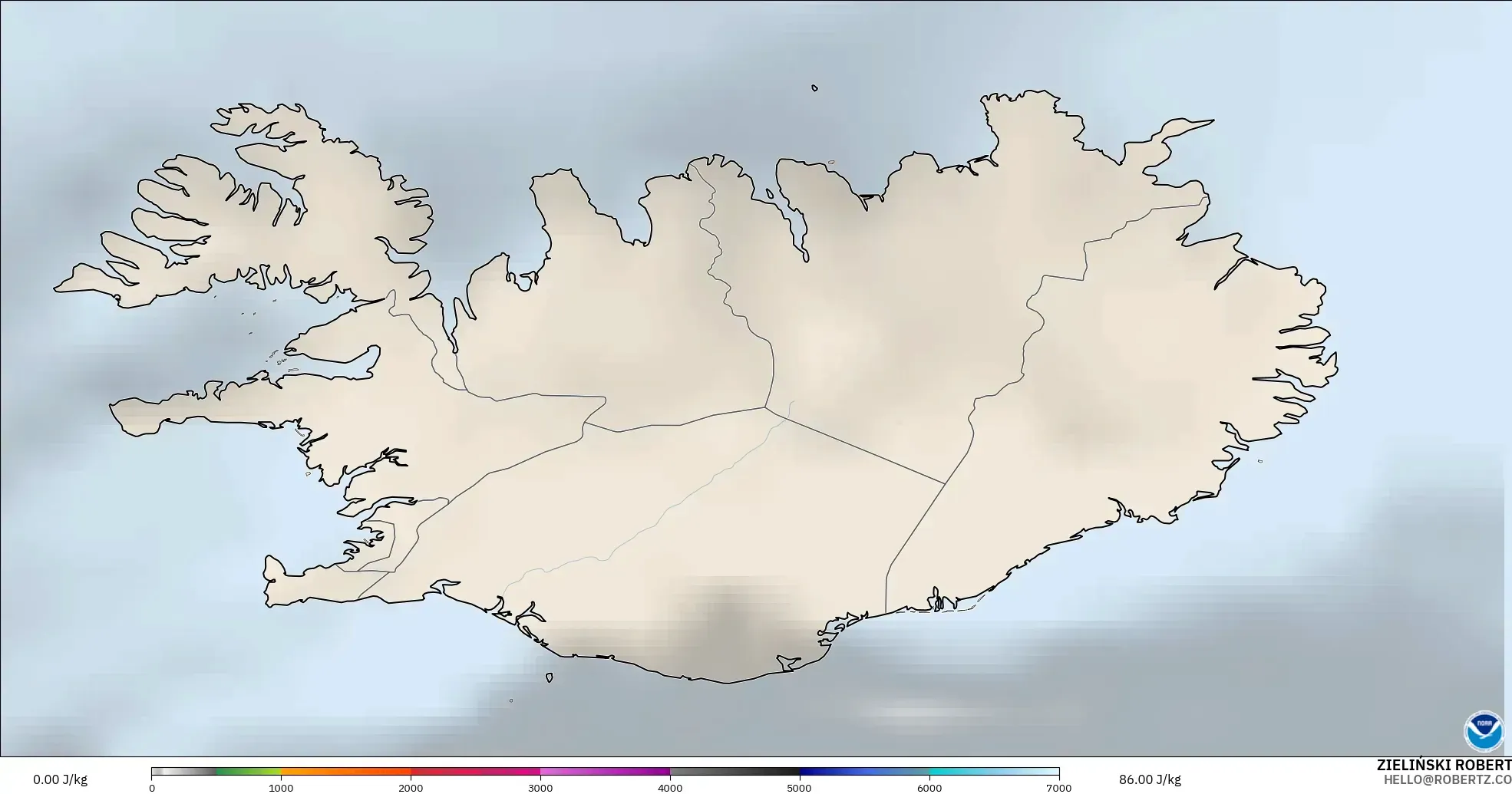GFS modelo - Islandia, CAPE