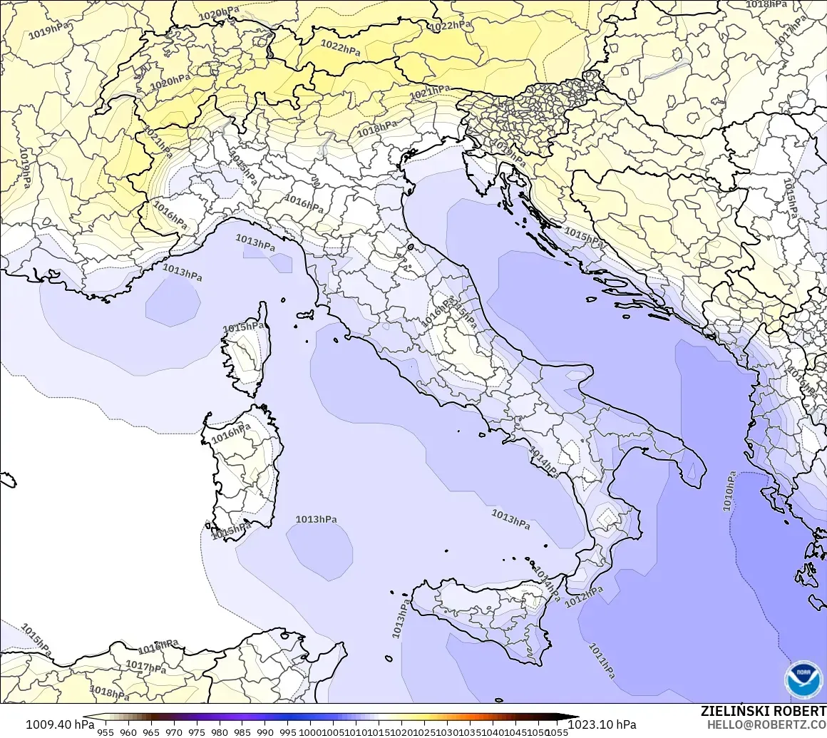 GFS modelo - Italia, Presión