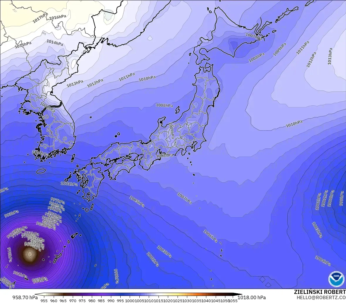GFS modelo - Japón, Presión