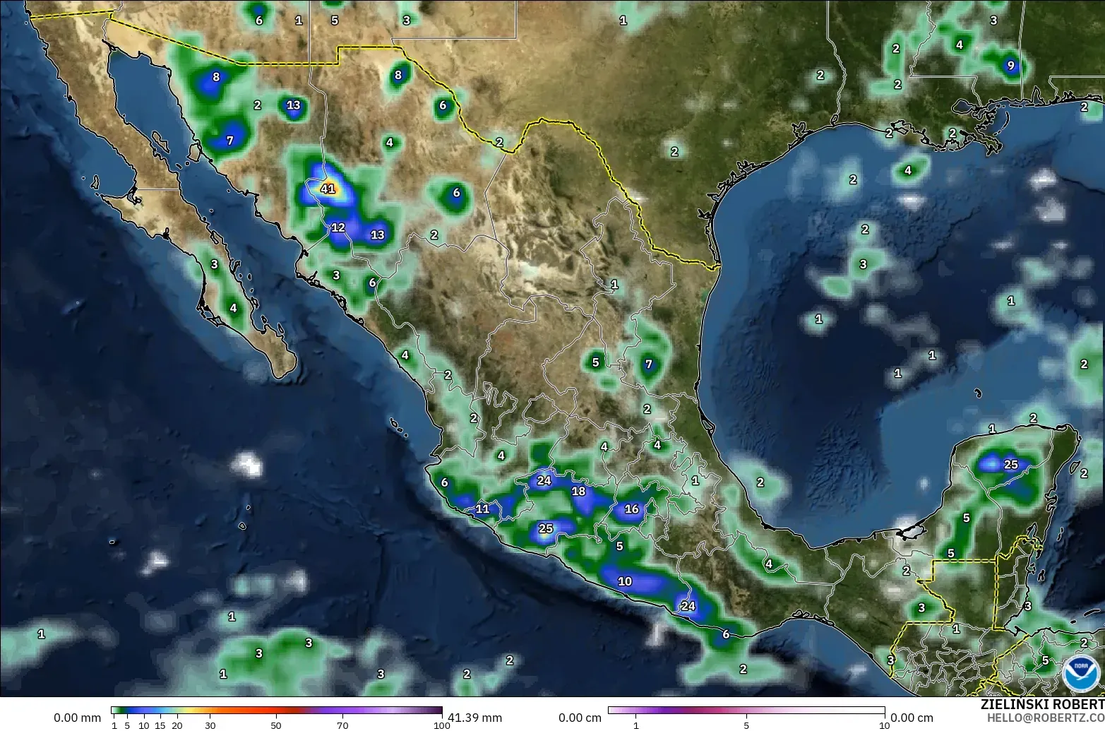 GFS modelo - México, Precipitación, nubes y presión