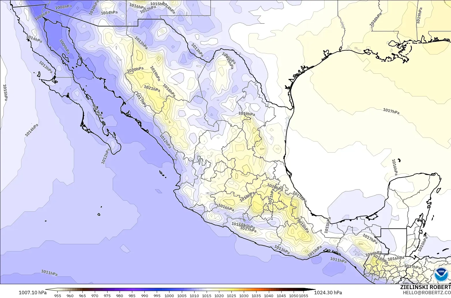 GFS modelo - México, Presión