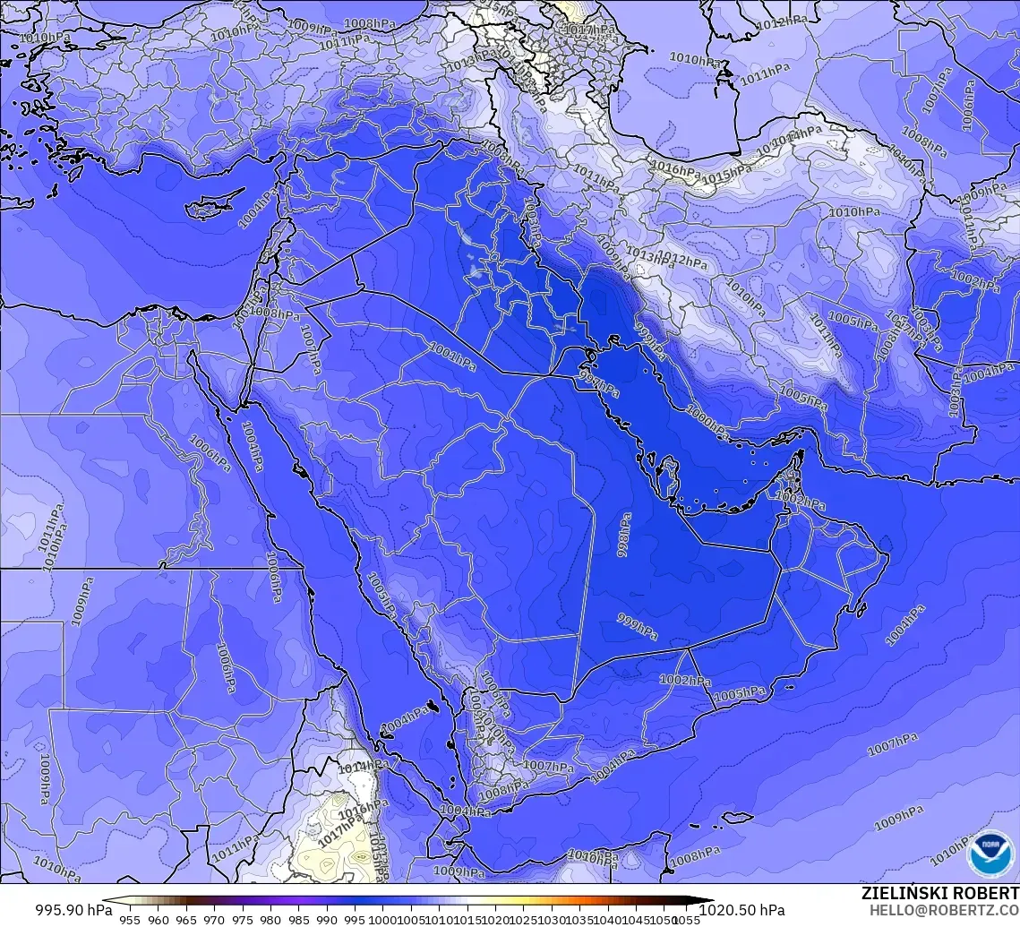 GFS modelo - Oriente Medio, Presión
