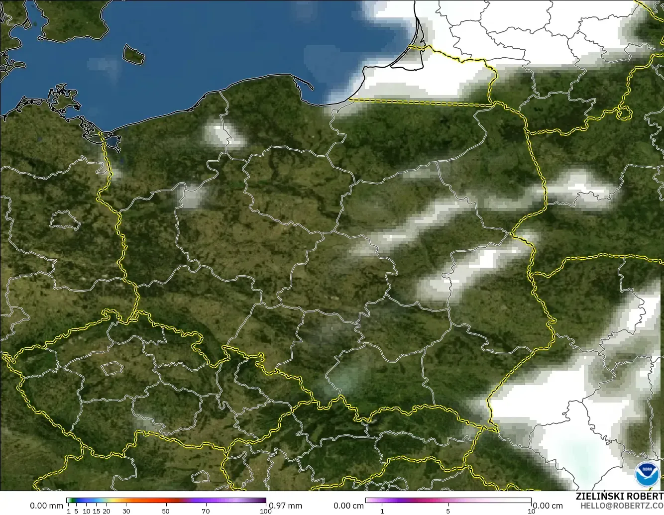 GFS modelo - Polonia, Precipitación, nubes y presión