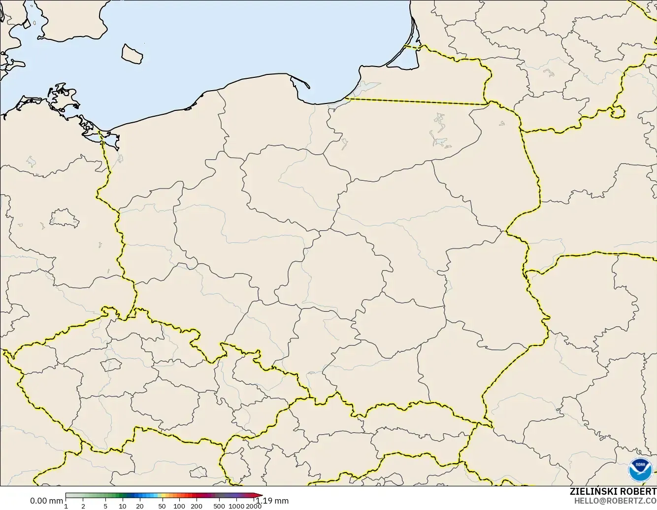 GFS modelo - Polonia, Acumulación de precipitación
