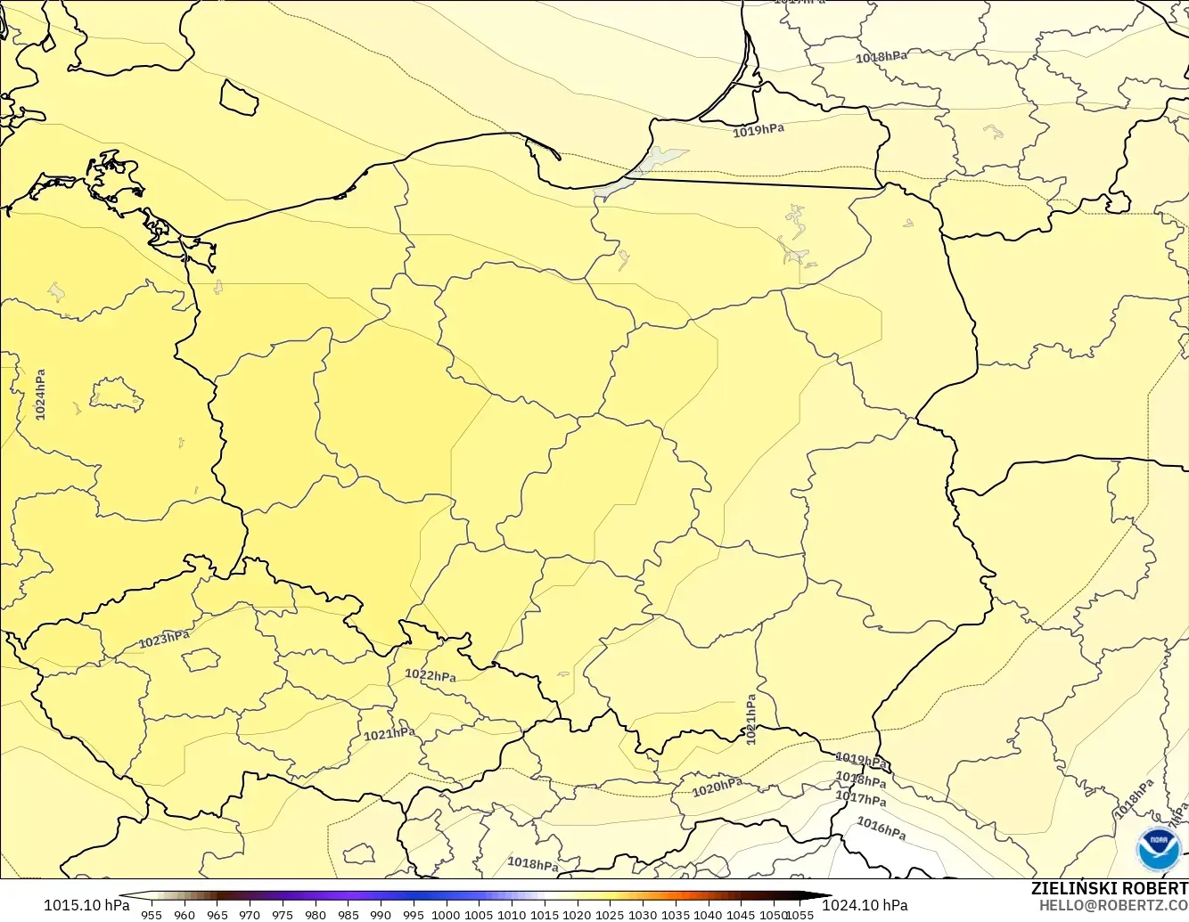 GFS modelo - Polonia, Presión
