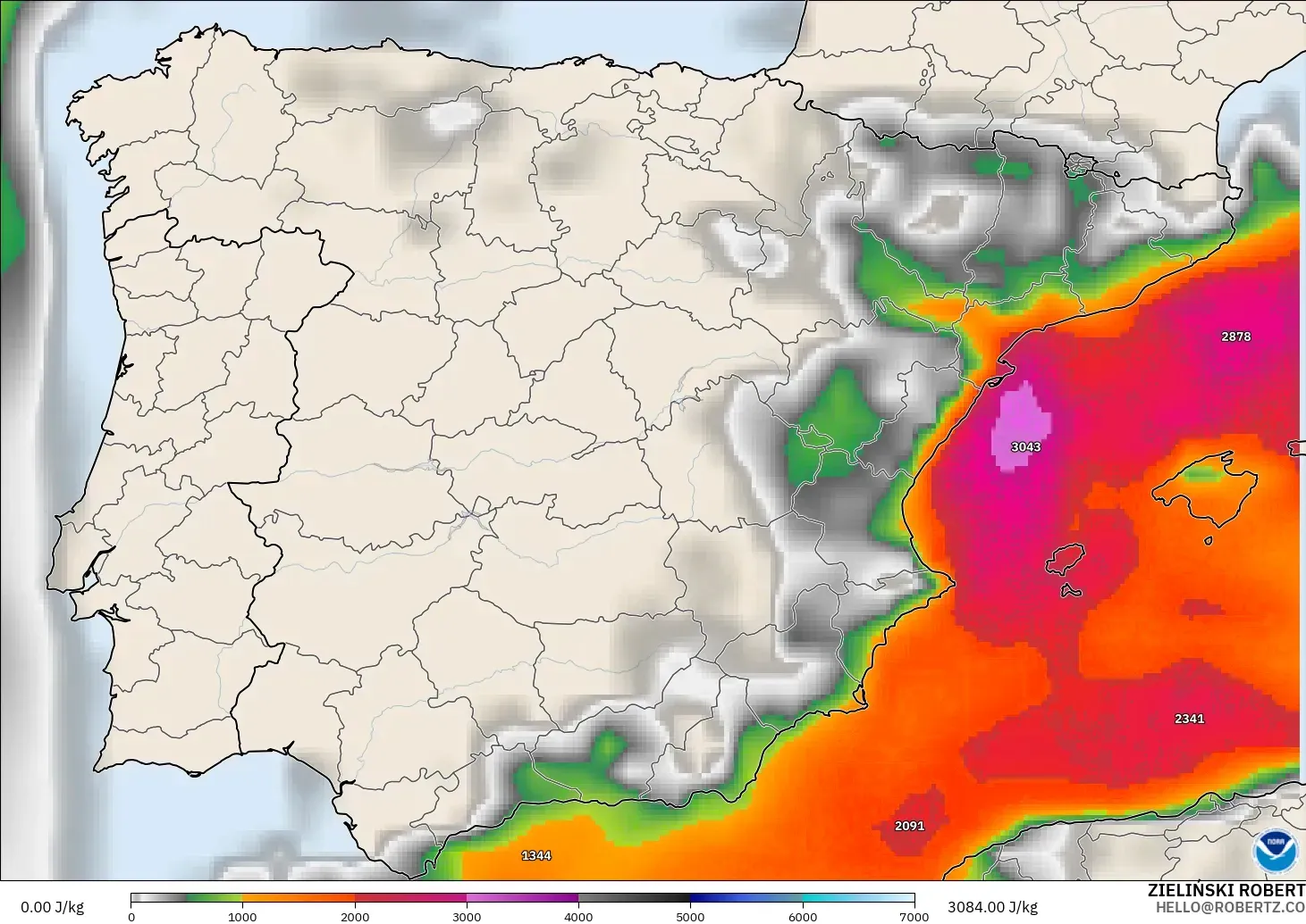 GFS modelo - España, CAPE