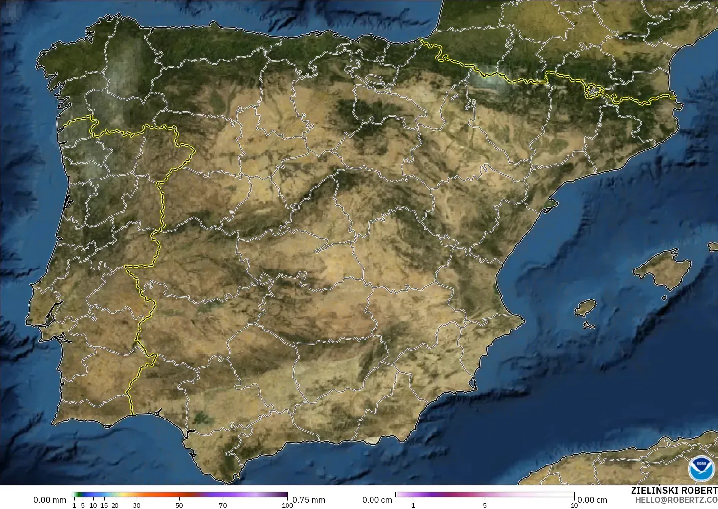 GFS modelo - España, Precipitación, nubes y presión