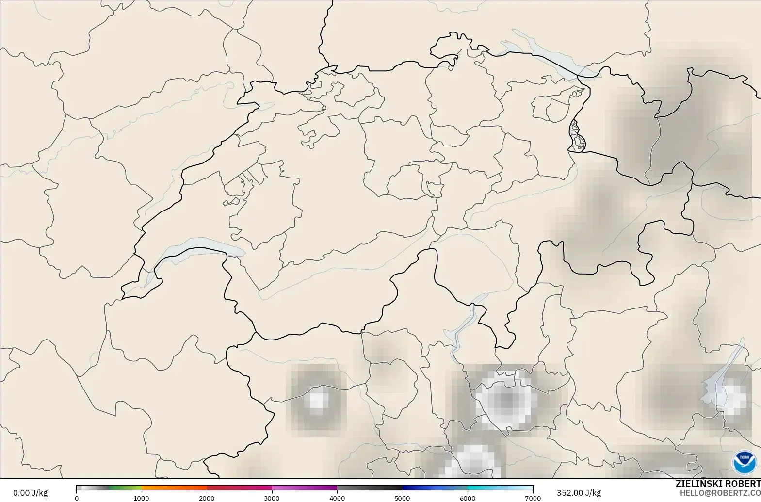 GFS modelo - Suiza, CAPE