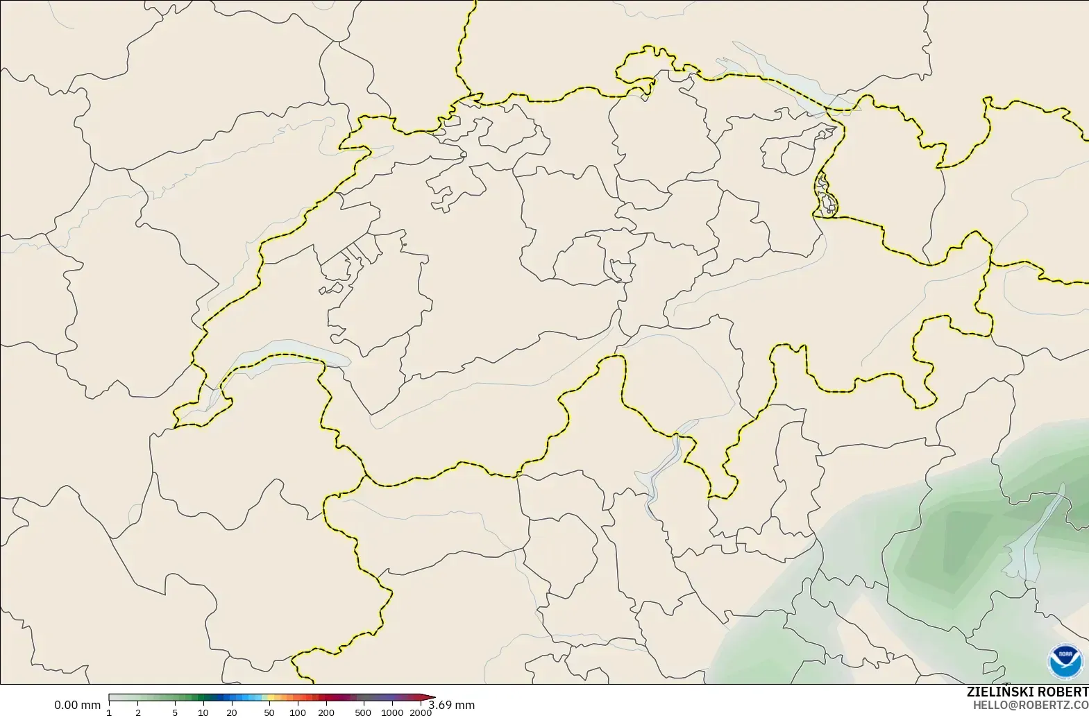 GFS modelo - Suiza, Acumulación de precipitación