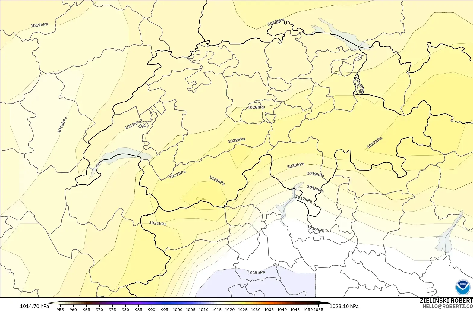 GFS modelo - Suiza, Presión