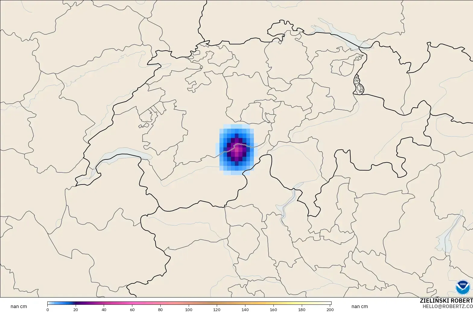 GFS modelo - Suiza, Profundidad de nieve