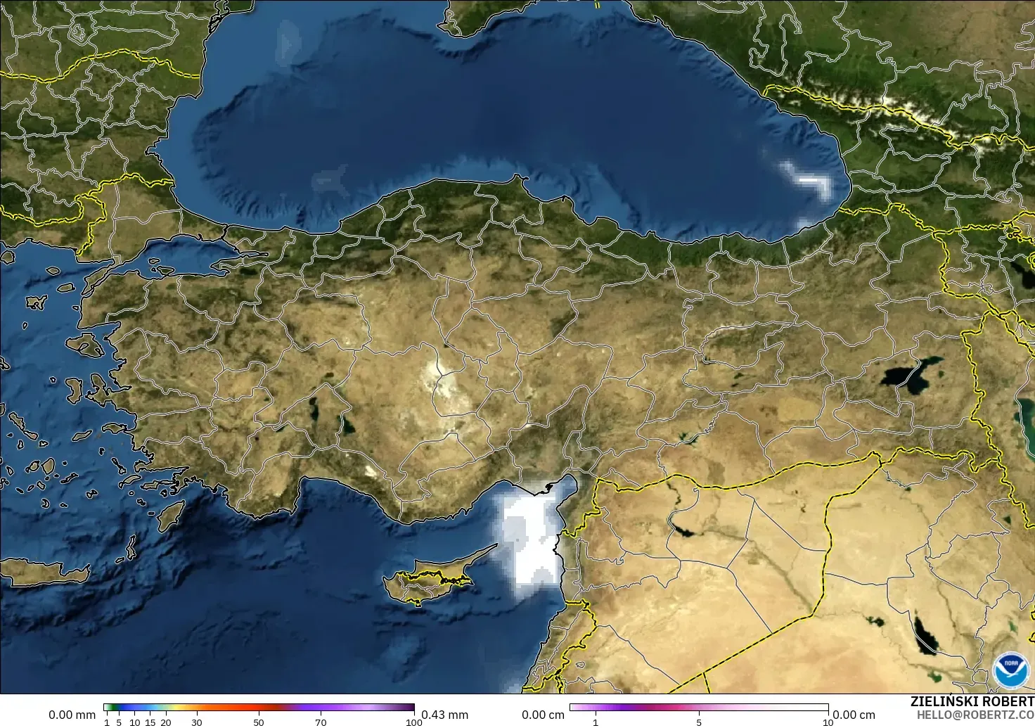 GFS modelo - Turquía, Precipitación, nubes y presión