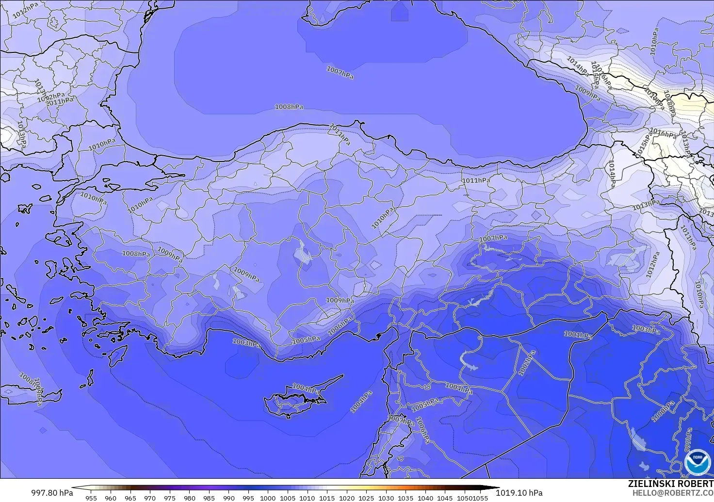 GFS modelo - Turquía, Presión